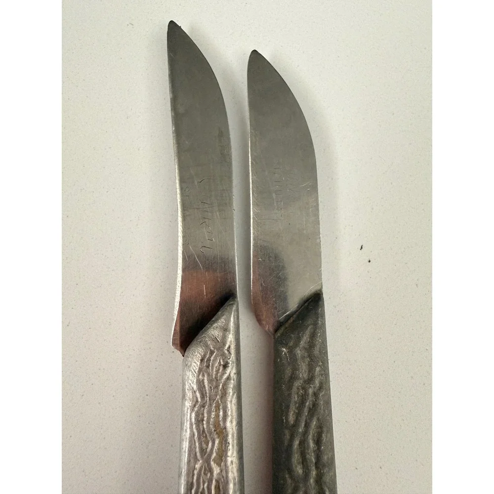 Vintage Quickcut 3 Inch Sheeps Foot Paring Knife Set Aluminum Handle USA 2pc